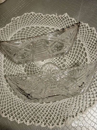Хрустальная ладья СССР новое 21х10х8см:22х7х9см