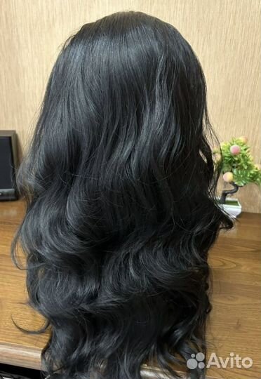 Парик черный на повязке волна 65 см