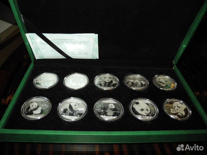 Панда Китай 10 юань, Серебро 999