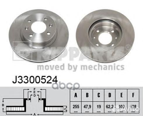 Торм.диск пер.вент.255x19 4 отв. J3300524 Nip