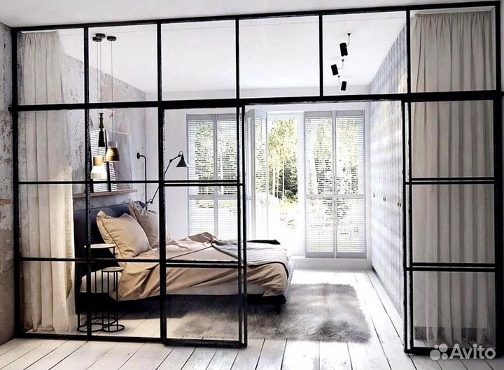 Перегородки лофт, перегородки из стекла