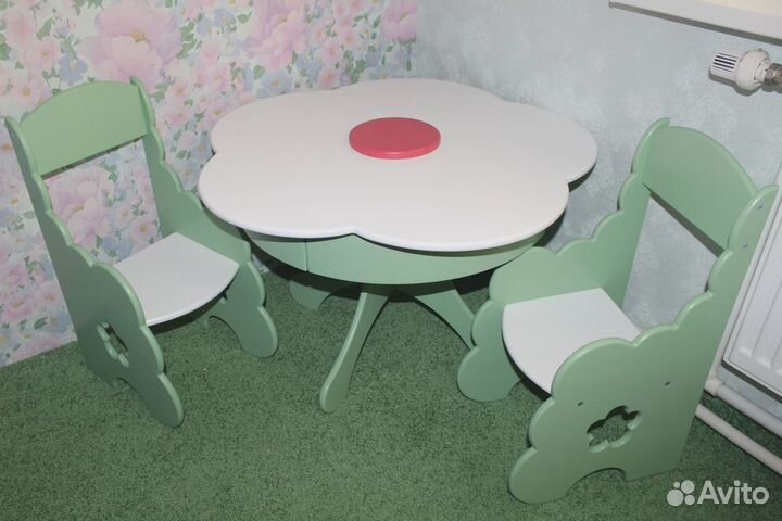 Комплект стол и два стульчика детский деревянный