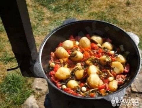 Казан чугунный с печкой 16л и трубой