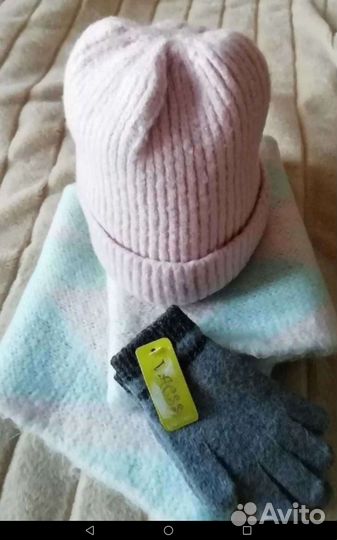 Комплект зимний.Женский.(Шапка+шарф-снуд+перчатки)