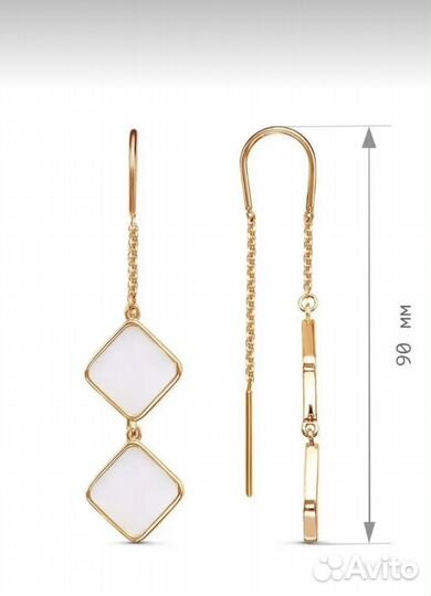 Золотые серьги с перламутром