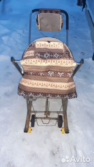 Детские санки коляска с колесами бу