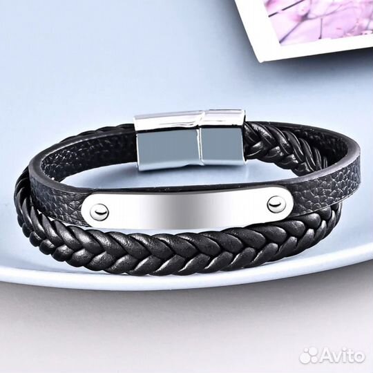 Мужской кожаный браслет для гравировки