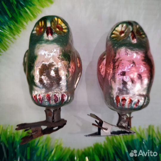 Елочные игрушки СССР, Совы, Снегири и др