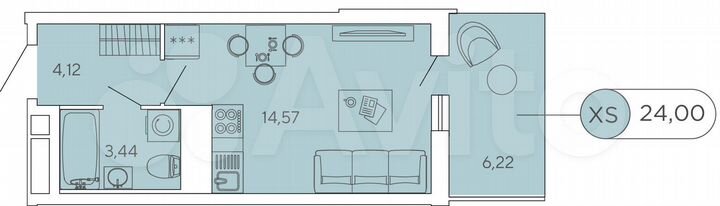 Квартира-студия, 24 м², 11/12 эт.