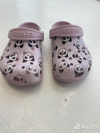 Crocs c9 сабо детские calssic panda print clog