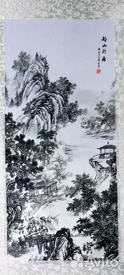 Панно Пейзаж - китайская живопись,SO68 ru*105