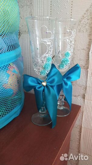 Свадебные бокалы ручной работы