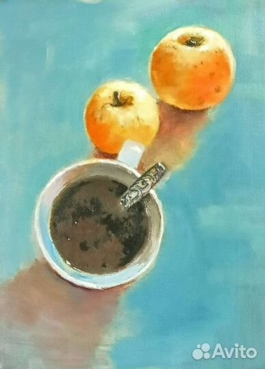 Картина с чашкой кофе. Масло, 24*18
