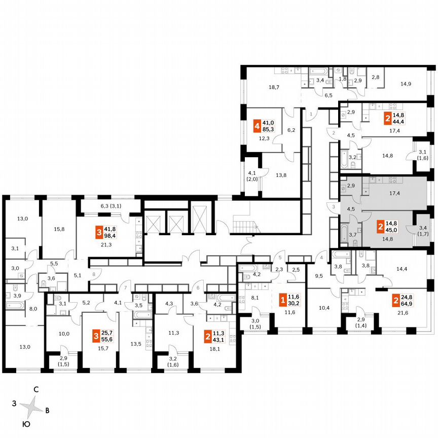 1-к. квартира, 45,2 м², 3/3 эт.