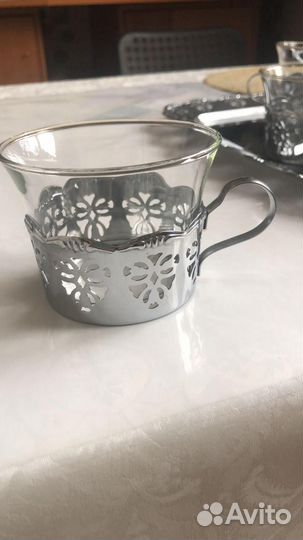 Чайный сервиз Польша с подстаканниками и подносом