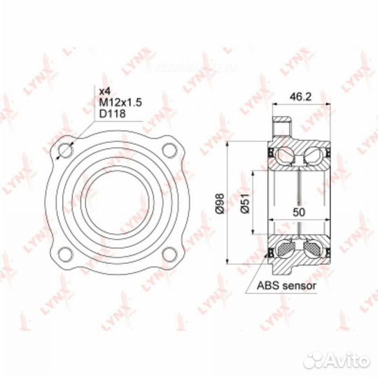 Lynxauto WB-1473 Ступица колеса зад прав/лев