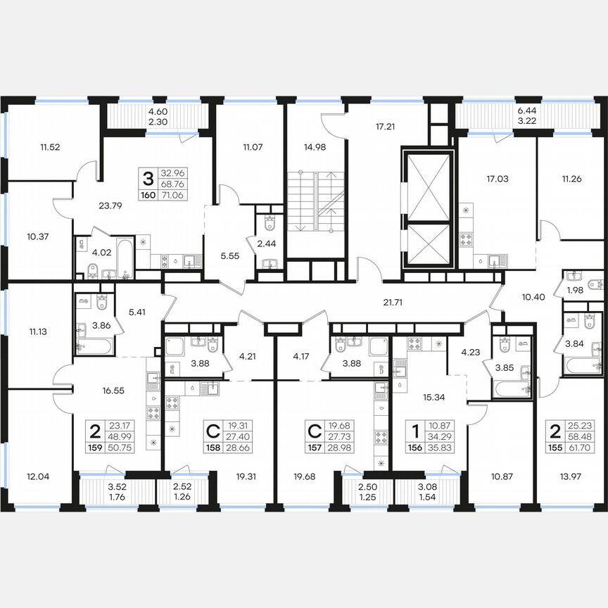 3-к. квартира, 71,1 м², 2/15 эт.