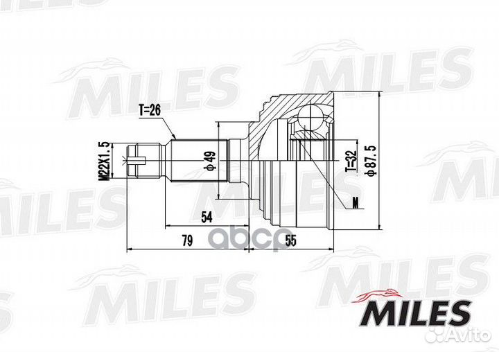Шрус honda accord/civic 1.6/2.0 85-95 нар. GA20
