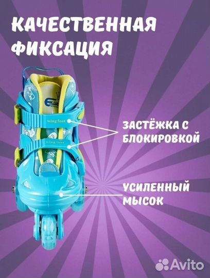 Роликовые коньки детские раздвижные