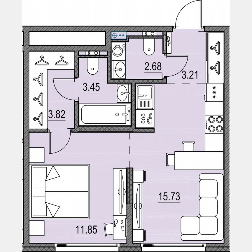 1-к. квартира, 40,8 м², 8/17 эт.