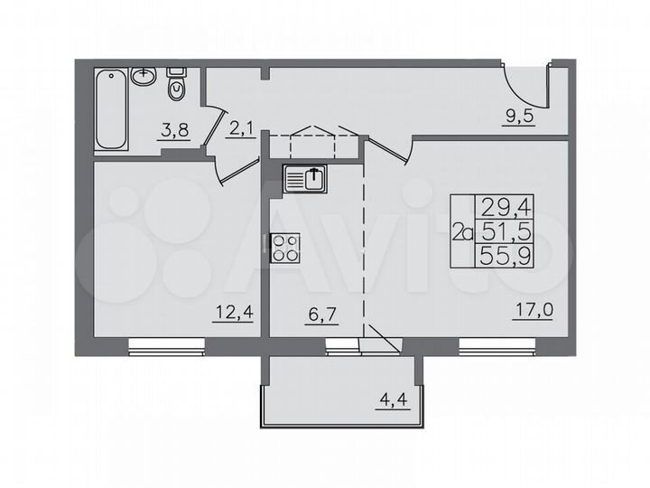 2-к. квартира, 56 м², 8/9 эт.