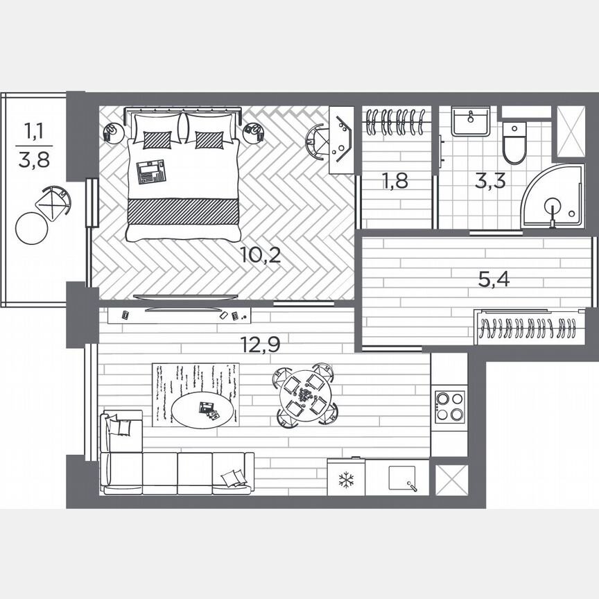 1-к. квартира, 34,7 м², 14/25 эт.
