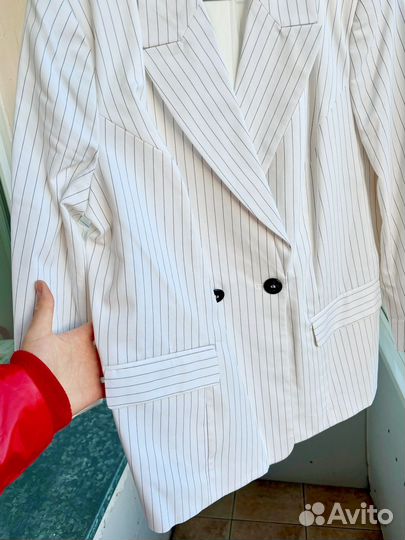 Жакет женский новый Antiga белый в полоску 50 52