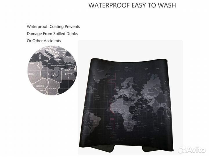 Коврик для мыши и клавиатуры 900x400 мм Карта Мира