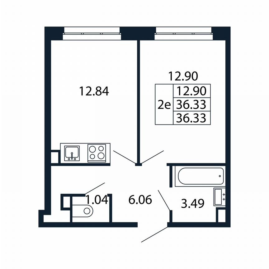 1-к. квартира, 36,3 м², 1/13 эт.