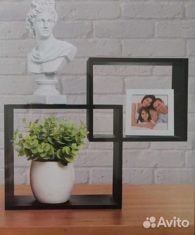 Полка настенная навесная Куб дерево черная Новая