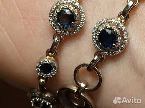 Колье белое золото, сапфиры, бриллианты