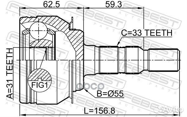 ШРУС внешний chevrolet cruze 2010-2017 1010-J30