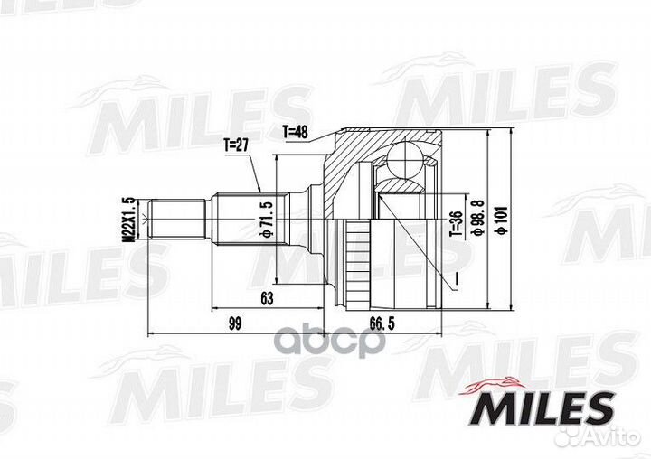 ШРУС MB vito W638 2.2CDI 99-03 нар. +ABS GA20245