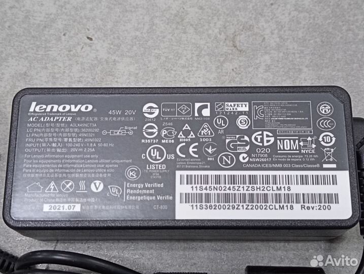 Блок питания lenovo 20V 2.25A (4.0x1.7mm)