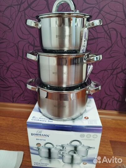 Набор новых кастрюль 2.9л 3.9л и 5л. Индукция