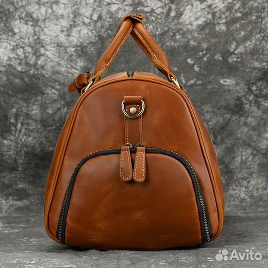 Мужская кожаная сумка. Дорожная спортивная сумка