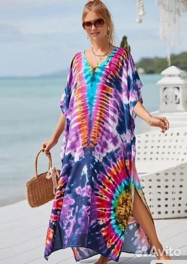 Платье туника пляжное 46-58 вискоза