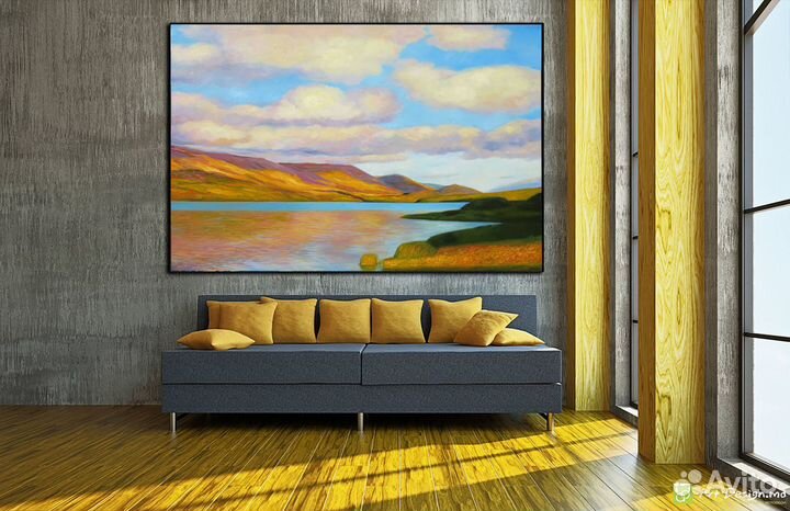 Картина маслом на холсте Озеро пейзаж