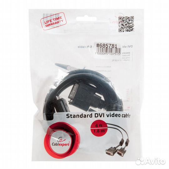 Кабель DVI-D single link Cablexpert CC-DVI-BK-6, 1