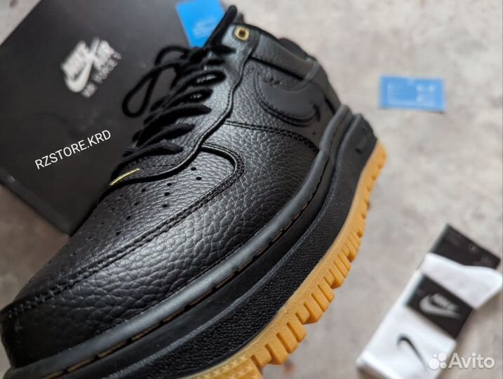 Кроссовки Nike Air Force 1 low Black Gum + подaрок