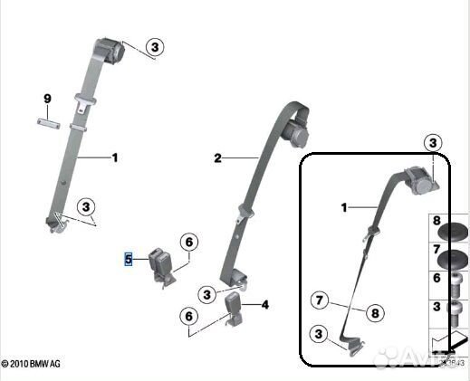 Ремень безопасности задний правый Bmw X3 F25