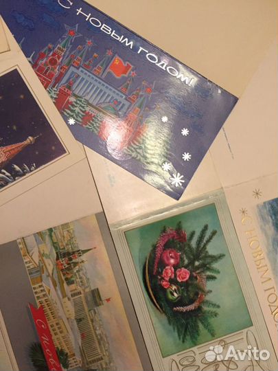 Открытки новогодние, винтаж, чистые