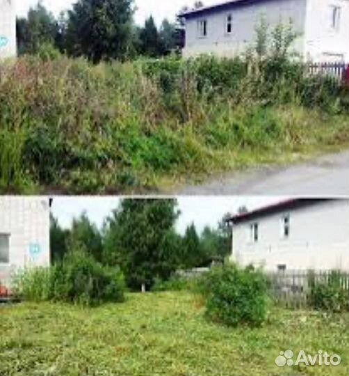 Покос травы триммером