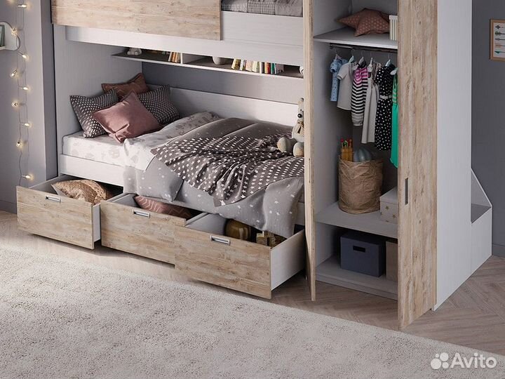 Кровать heidelberg, Белый текстурный + Дуб Юкон (9