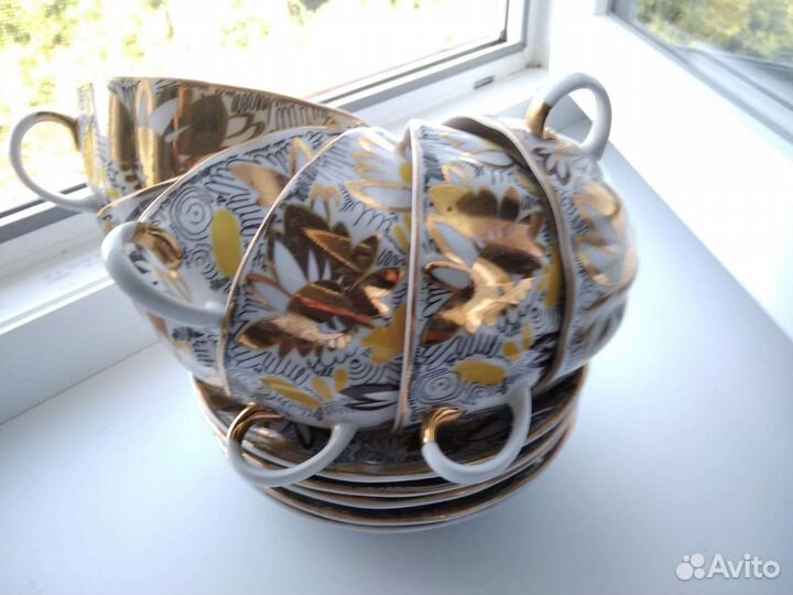 Чайный сервиз золотые ромашки лфз