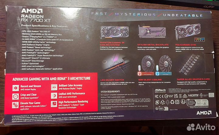 Видеокарта Rx 7700xt Asrock phantom gaming