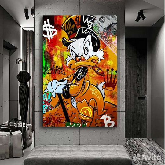 Яркая картина маслом в подарок Скрудж Макдак