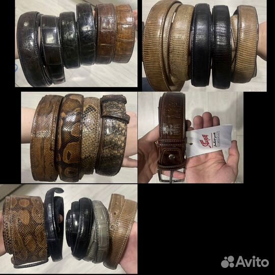 Кожаные ремни(крокодил, игуана, питон)