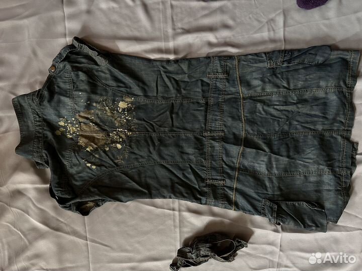 Джинсовый сарафан, кардиган, кофточка, сумка