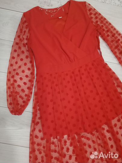 Платье-комбинезон красное 46р, 48-50р